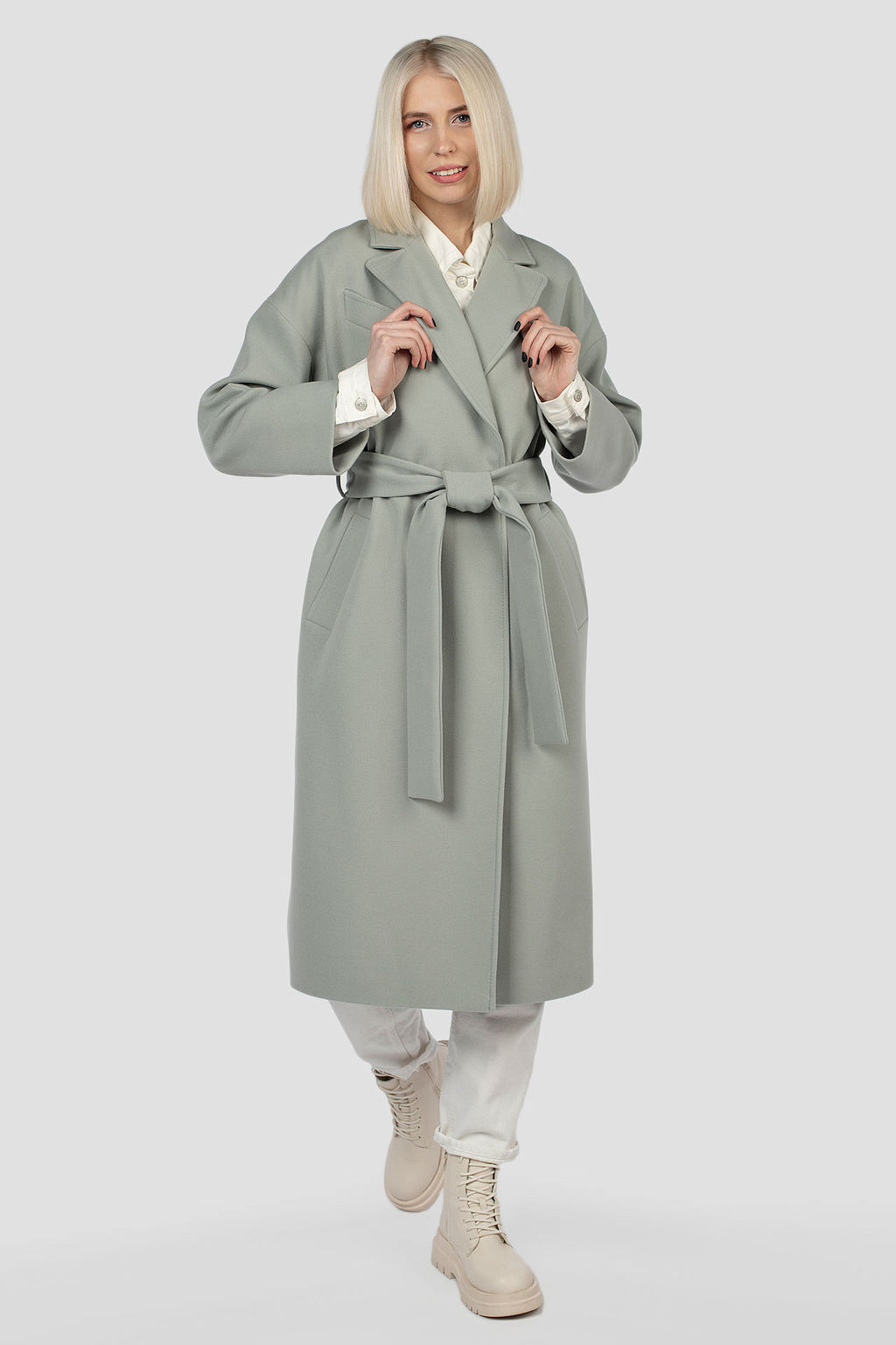 01-11614 Пальто женское демисезонное (пояс) - El podio фото 2