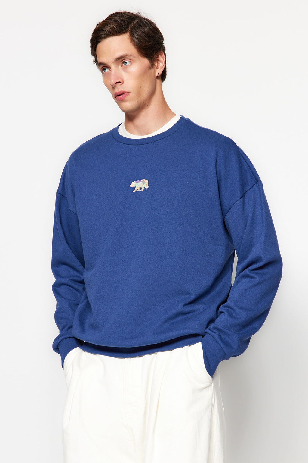 TRENDYOL MAN Tas Bisiklet Yaka Oversize Uzun Kol Sweatshirt TMNAW23SW00191 - Trendyolmilla фото 6