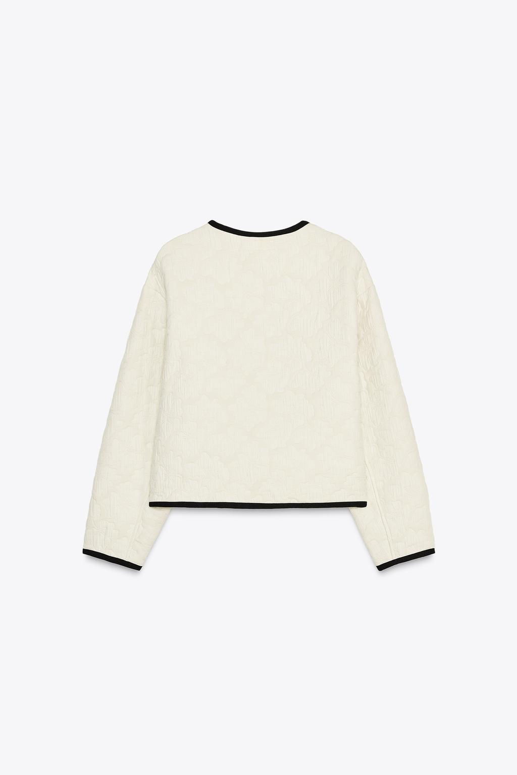 JACKET WITH CONTRAST TRIMS AND FLORAL STITCHING - Zara фото 6
