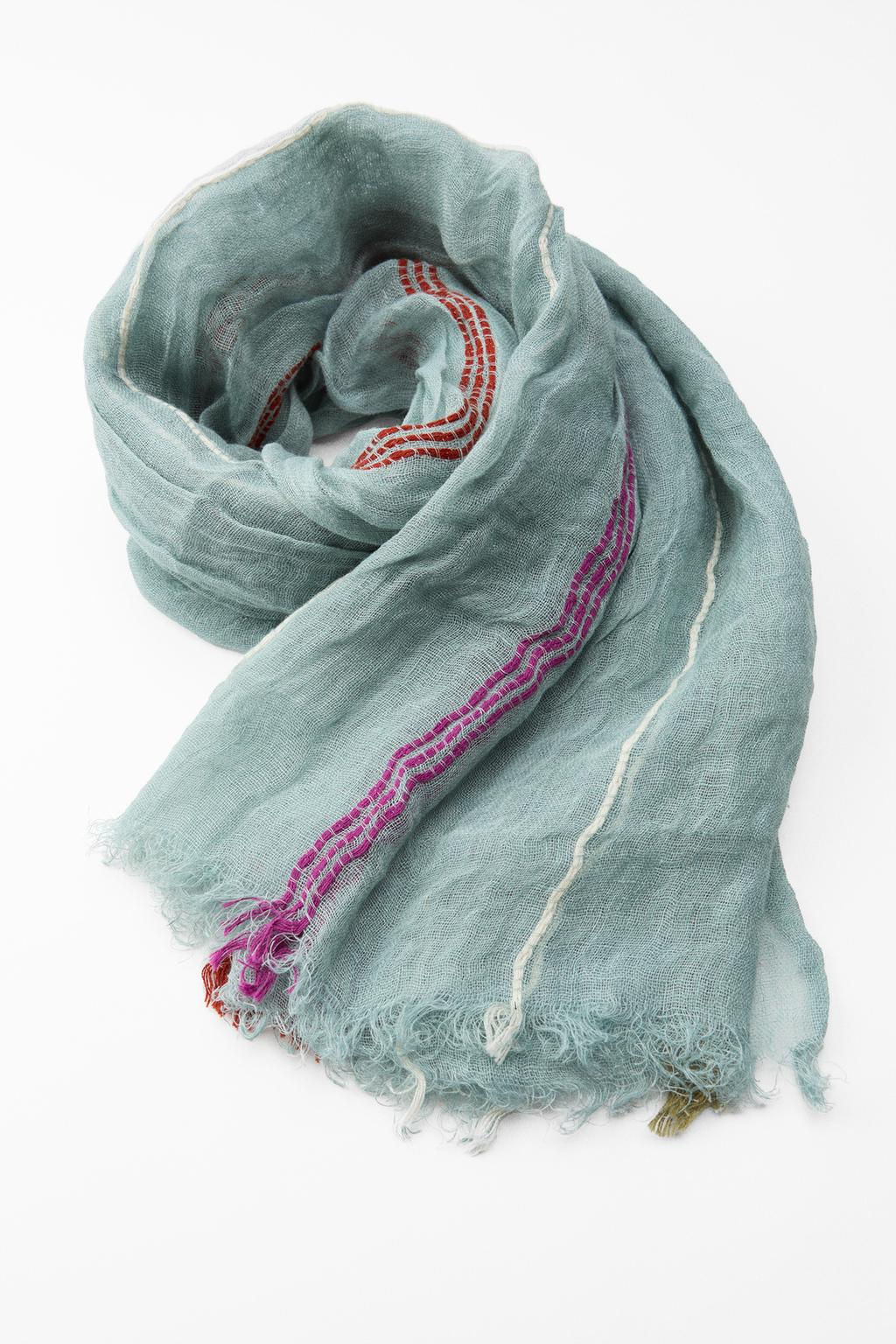 STRIPED LINEN BLEND SCARF - Zara фото 6