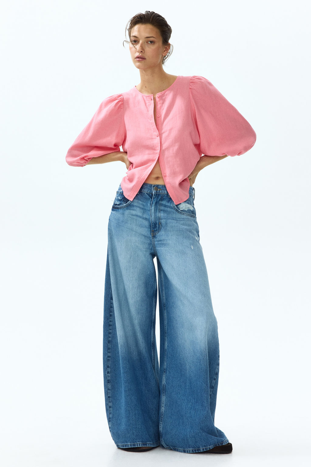 Blusa en mezcla de lino - H&m фото 15