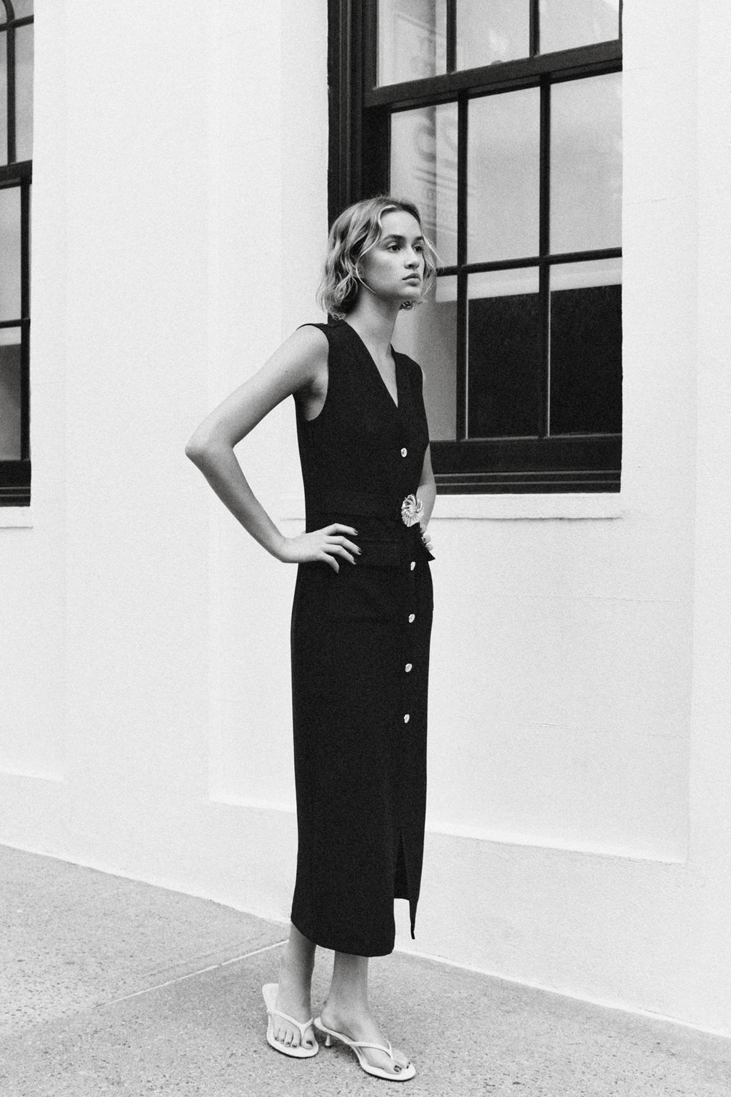 BELTED CREPE MIDI DRESS - Zara фото 4