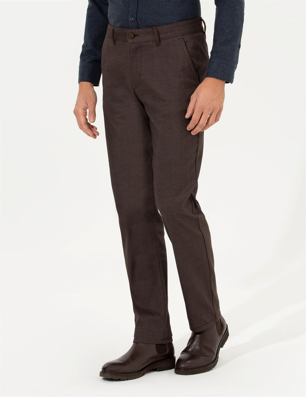 Kahverengi Regular Fit Kanvas Pantolon - Pierre cardin фото 2