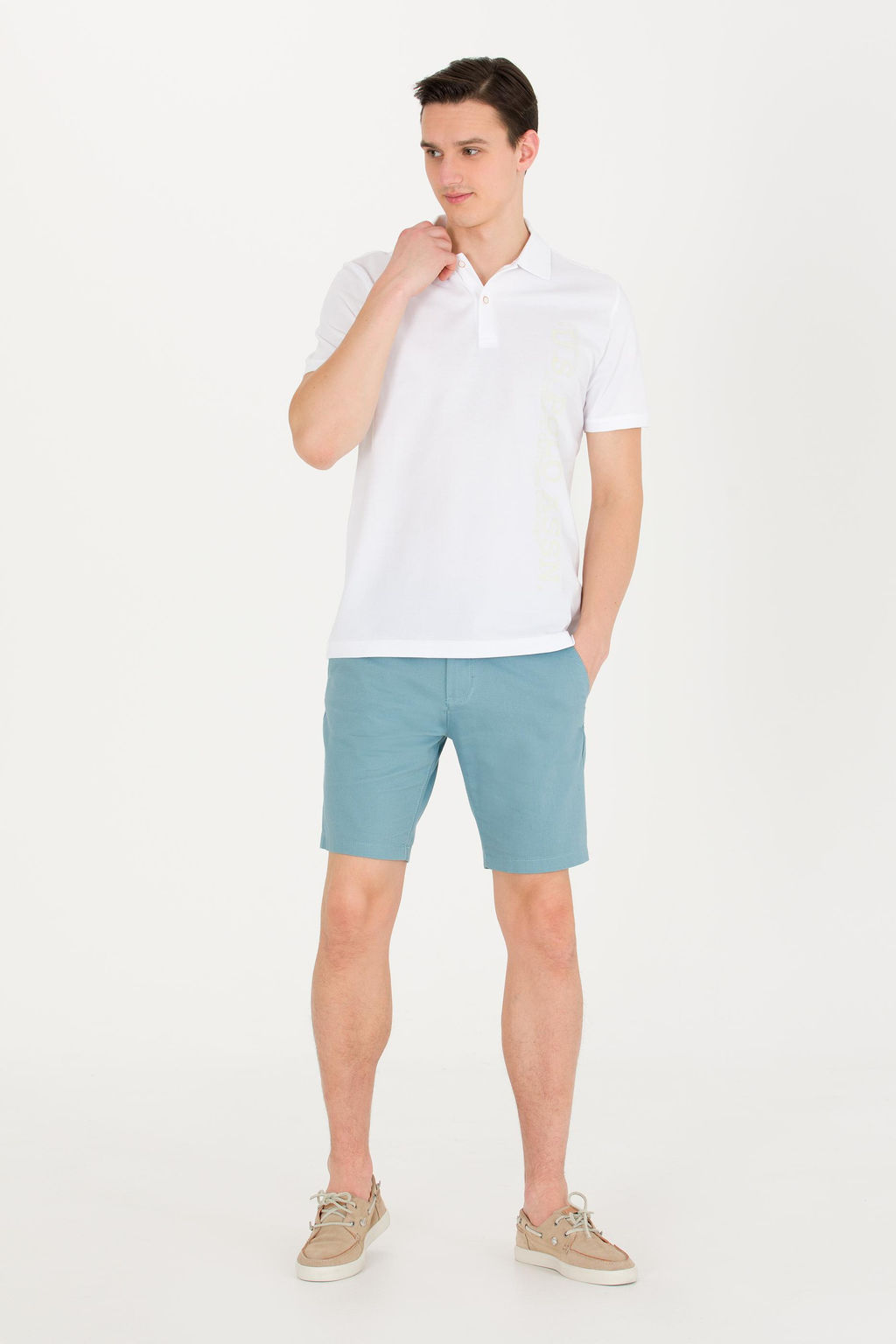 U. S. Polo Assn Мужская белая футболка с воротником-поло - U.s. polo assn фото 4