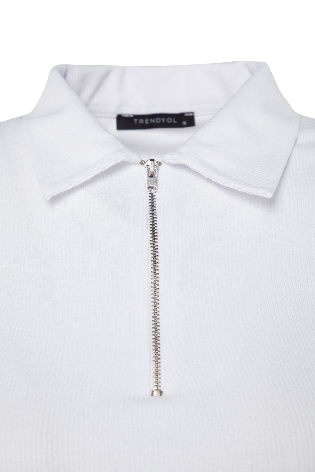 Lacivert Fermuar Detayl? Fitted/Vucuda Oturan Polo Yaka Fitilli Esnek Orme Bluz TWOSS23BZ00496 - Trendyolmilla фото 23