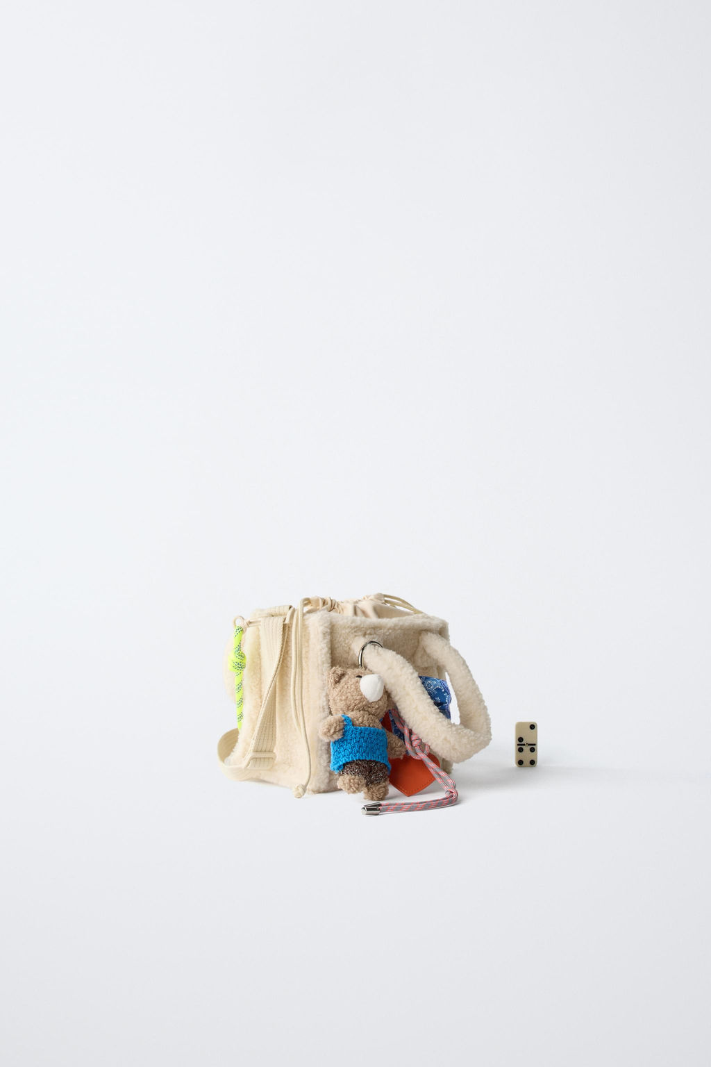 FAUX SHEARLING CROSSBODY BAG WITH CHARM - Zara фото 12