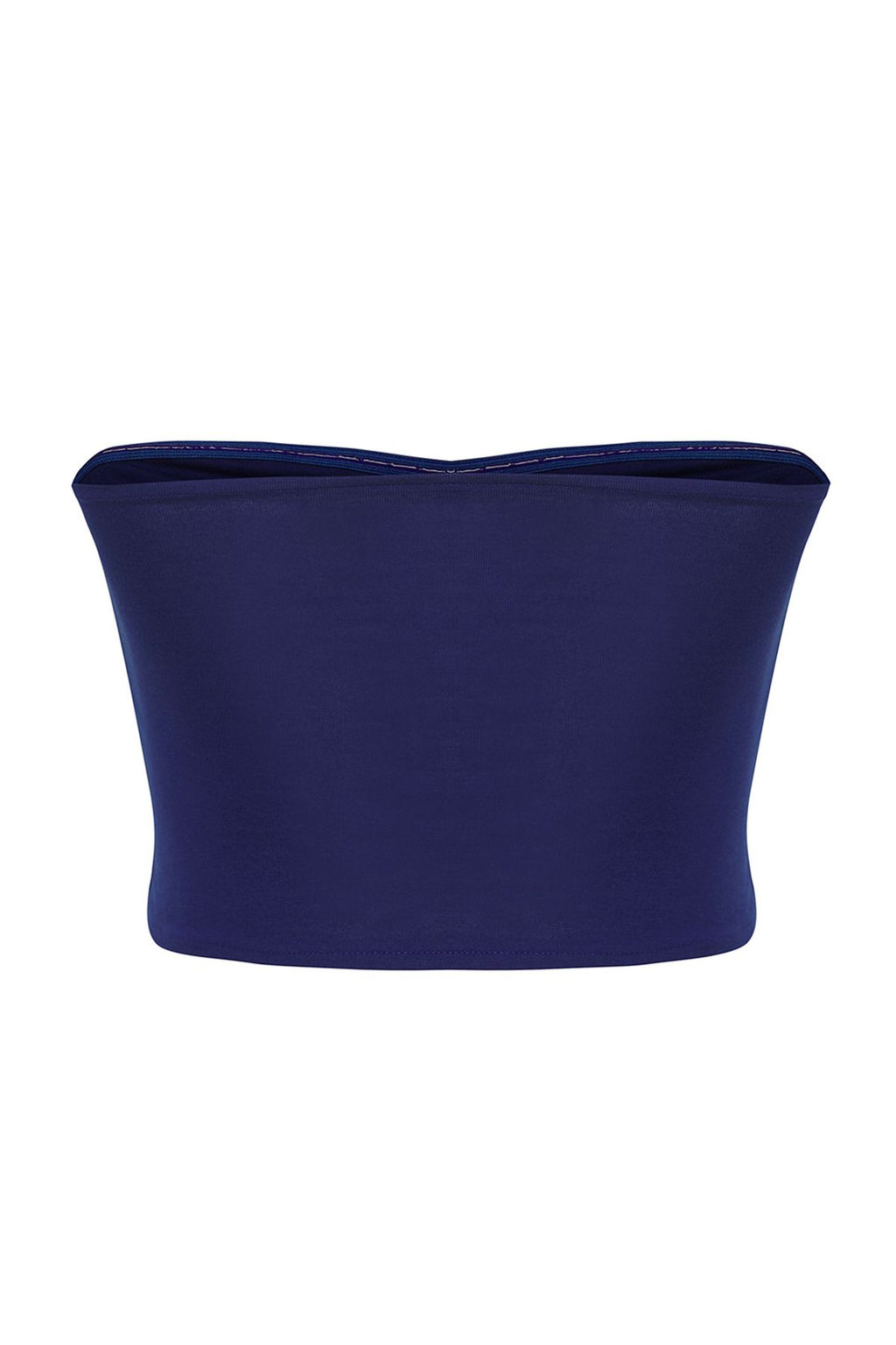 Trendyolmilla Ekru Fitted Straplez Yaka Crop Esnek Orme Bluz TWOSS24BZ00055  фото 6