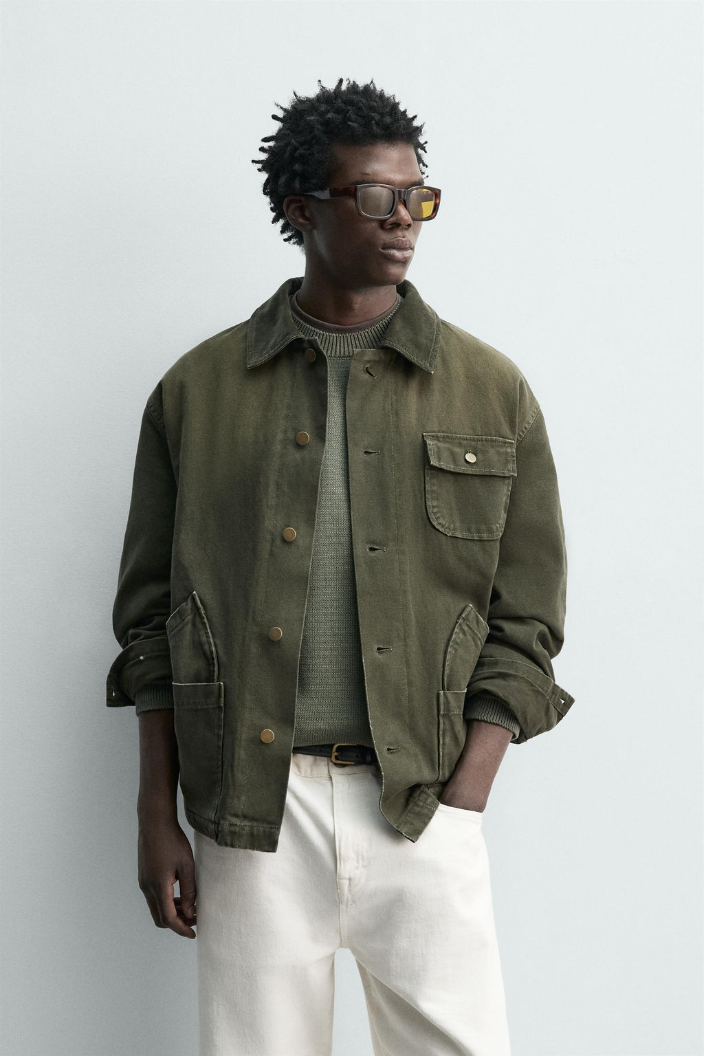 WASHED JACKET WITH COMBINED COLLAR - Zara фото 11