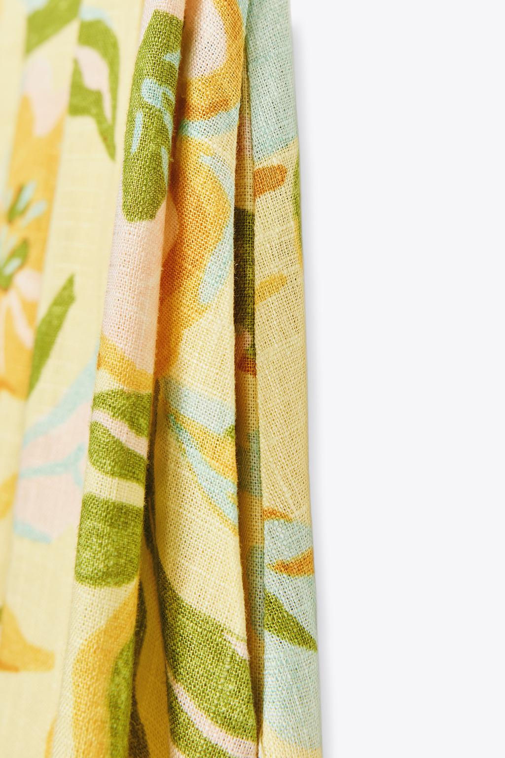 PRINTED LINEN BLEND SKIRT - Zara фото 8