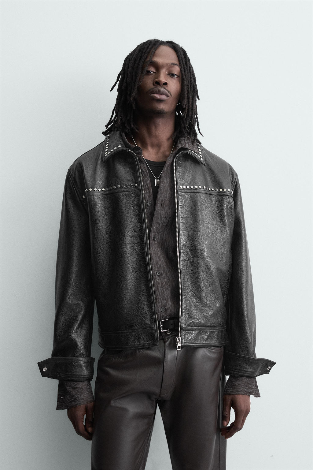 STUDDED LEATHER JACKET - Zara фото 2