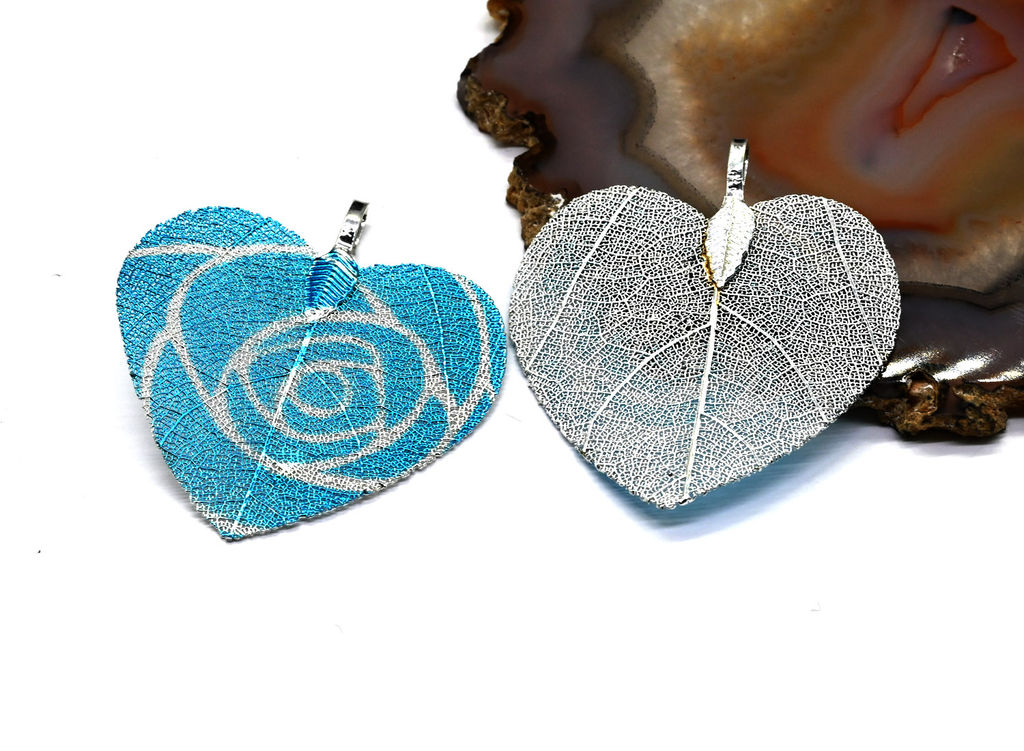 Подвеска сердечко 40*46мм Роза цв.голубой