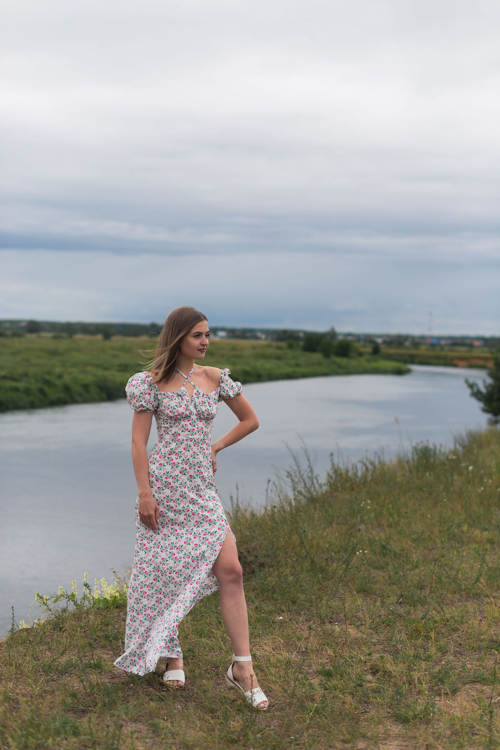 Платье Бонита (белый в розовый цеток) - Nadi bordo фото 4