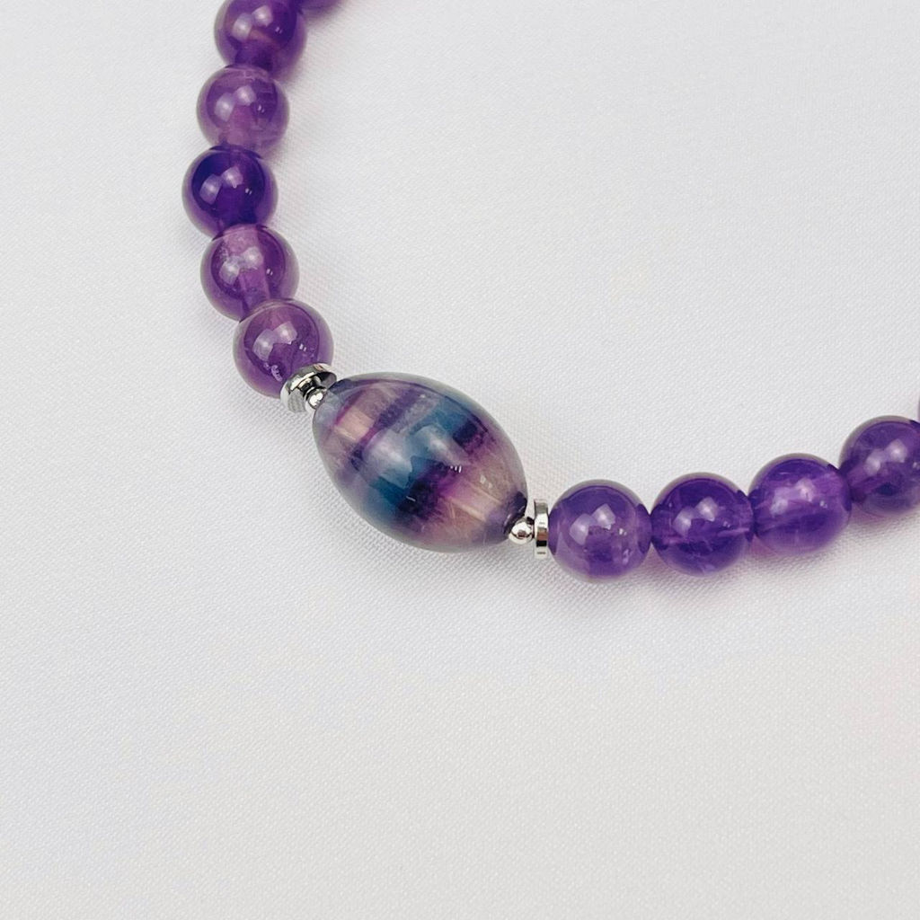 Браслет из Аметиста и Флюорита 18 см