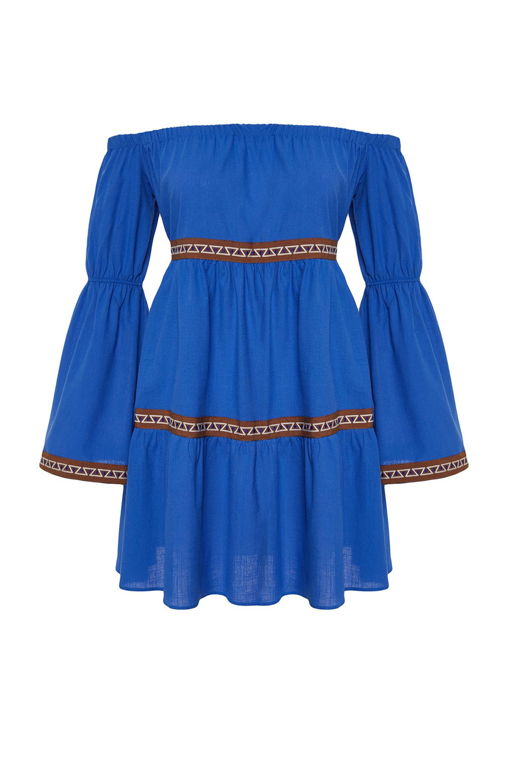 Saks Mini Dokuma F?rf?rl? Plaj Elbisesi TBESS24EL00090 - Trendyolmilla фото 7