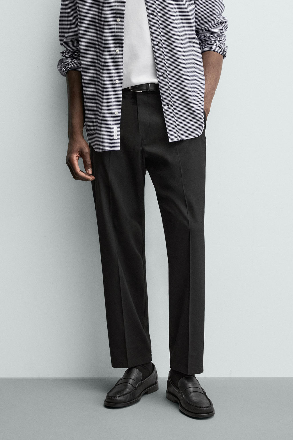 PANTAL?N CON LANA REGULAR FIT NON IRON / Negro - Zara фото 10