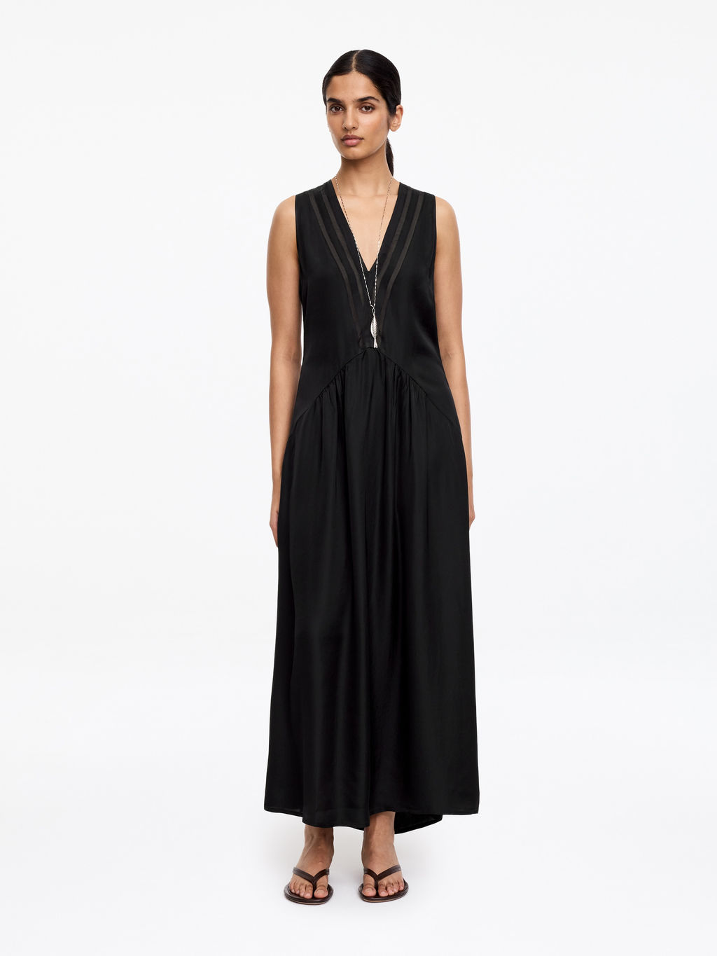 Vestido maxi con detalle de organza - H&m фото 2