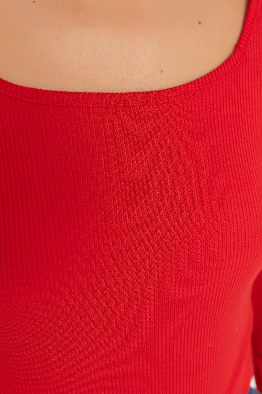 TRENDYOLMILLA Siyah Kare Yaka Uzun Kollu Fitilli Esnek C?tc?tl? Orme Body TWOAW21BD0022  фото 3