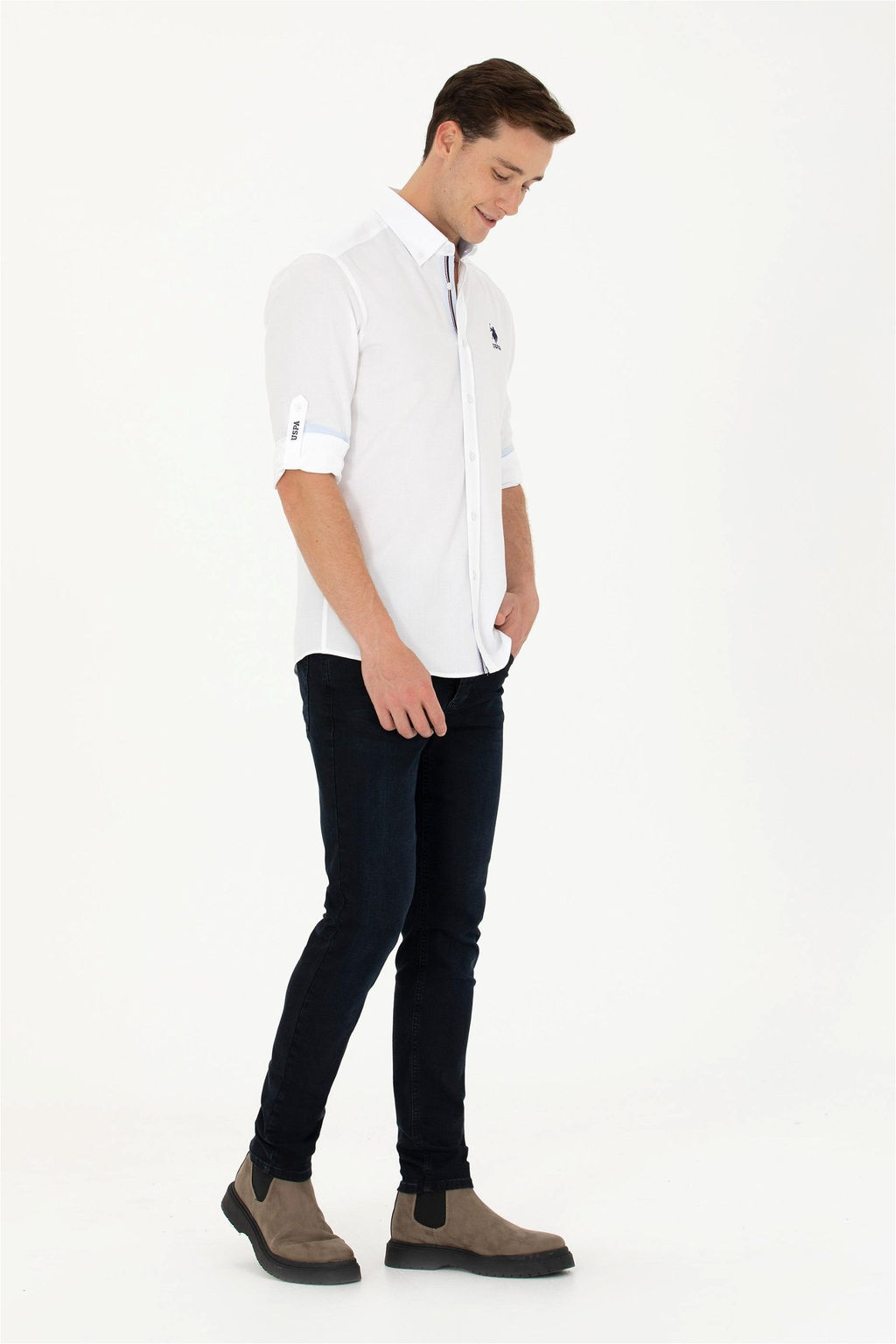 U. S. Polo Assn / Мужская белая рубашка с длинным рукавом - U.s. polo assn фото 11