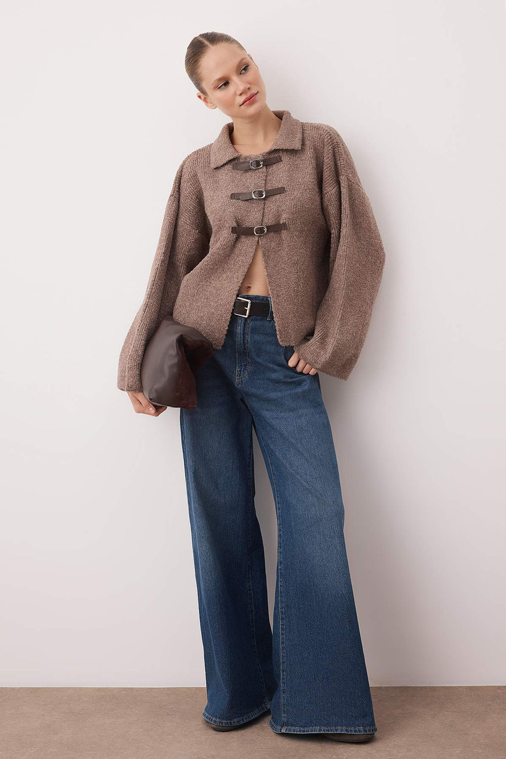 TRENDYOLMILLA Gri Buklet Mont Gorunumlu Triko H?rka TWOAW25HI00100  фото 9