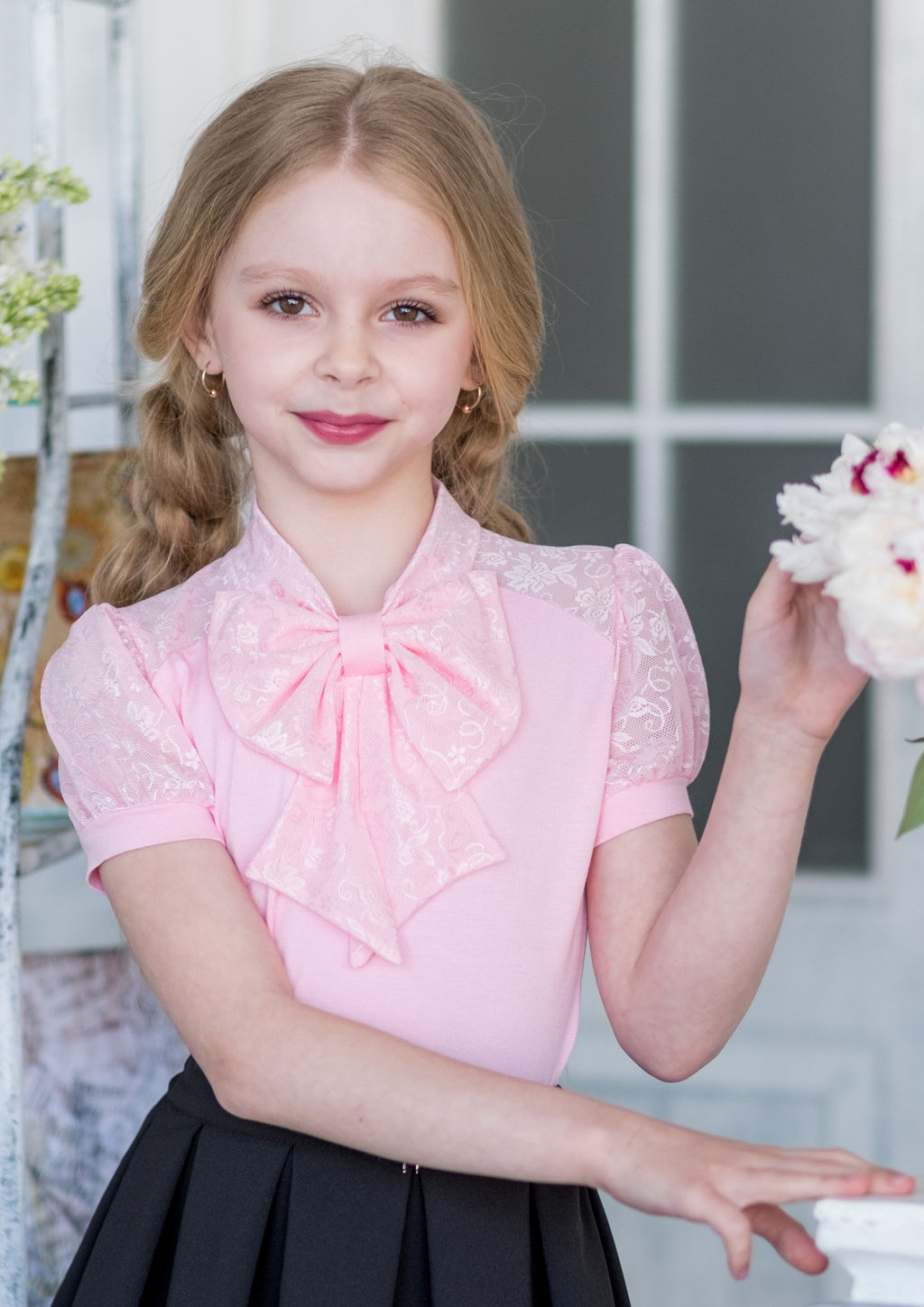 Ирма, блузка трикотажная розовый/128-64-57 - Alolika фото 2