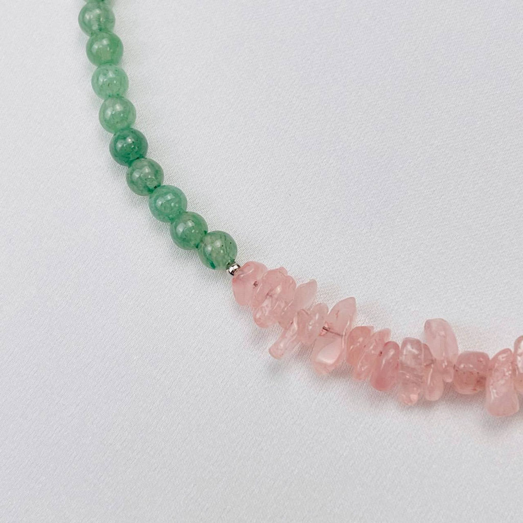 Колье из Авантюрина и Розового кварца 45 см +