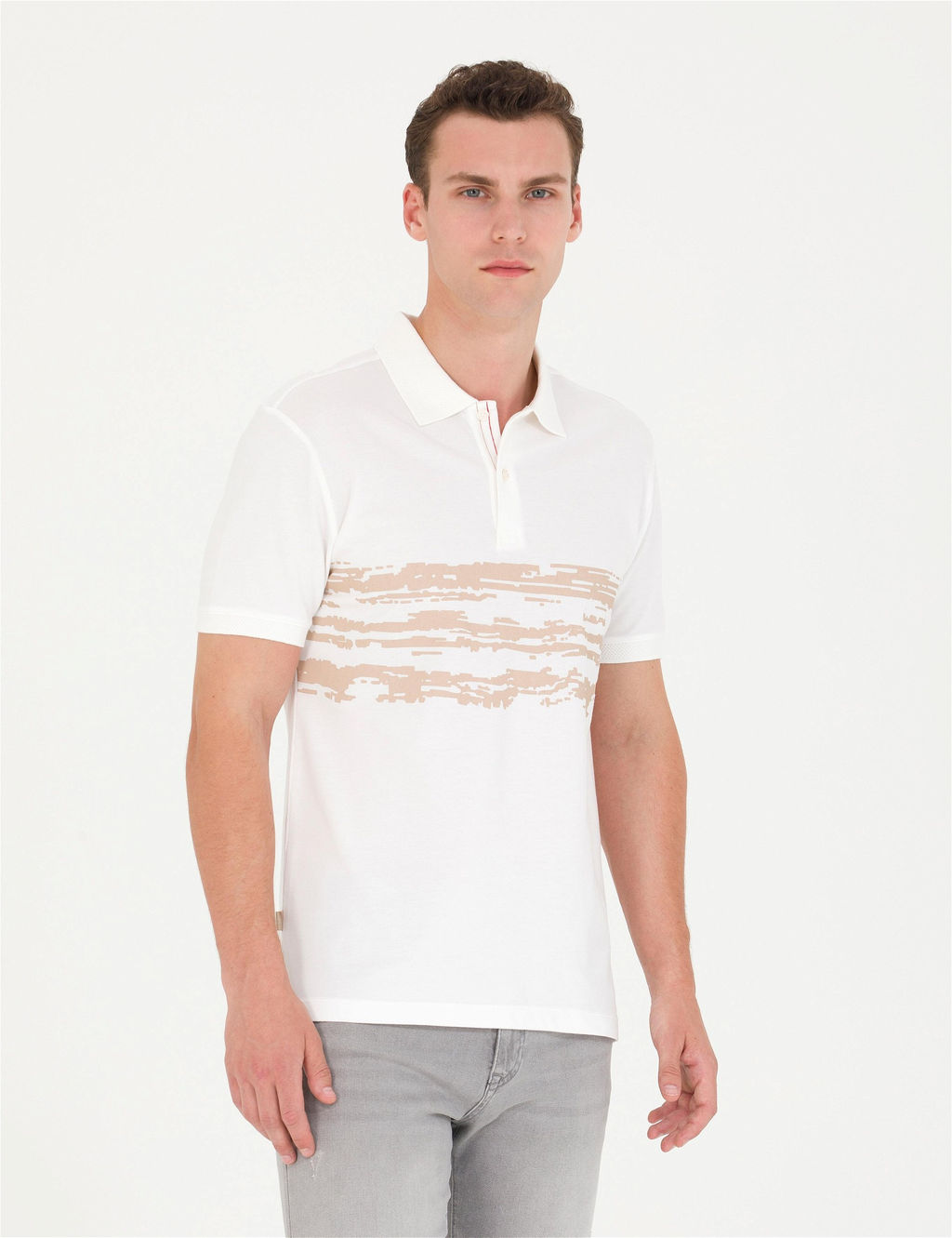 Ekru Slim Fit Polo Yaka Ti__rt - Pierre cardin фото 3