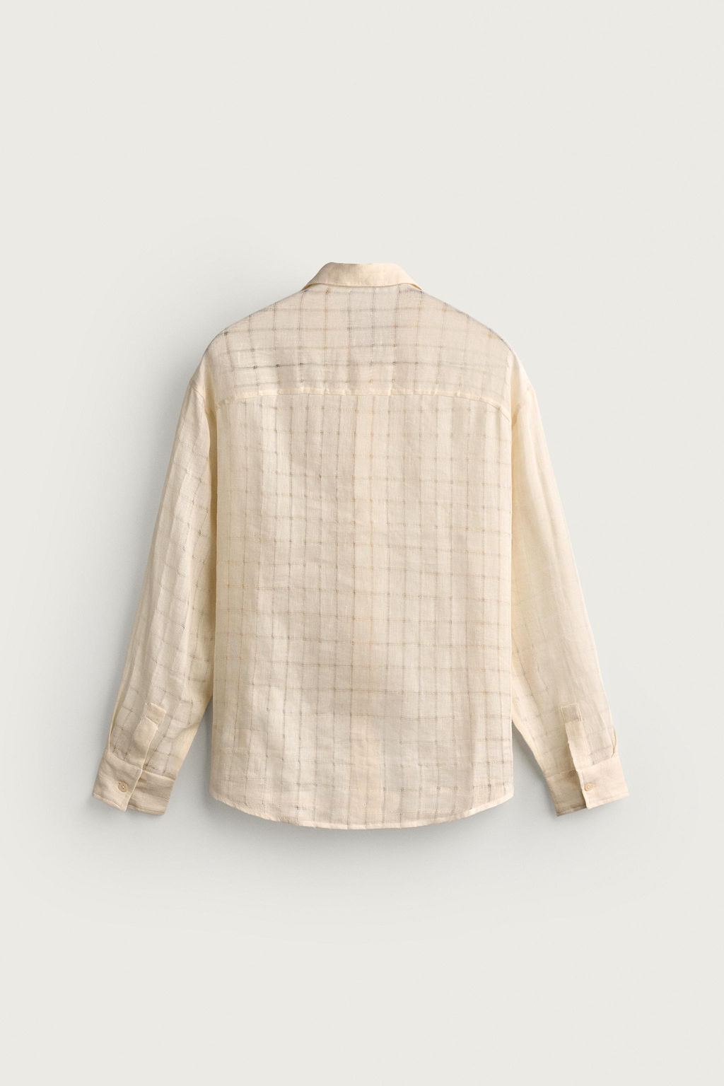 CAMISA RELAXED FIT JACQUARD CUADROS LINO - ALGOD?N / Crudo - Zara фото 7