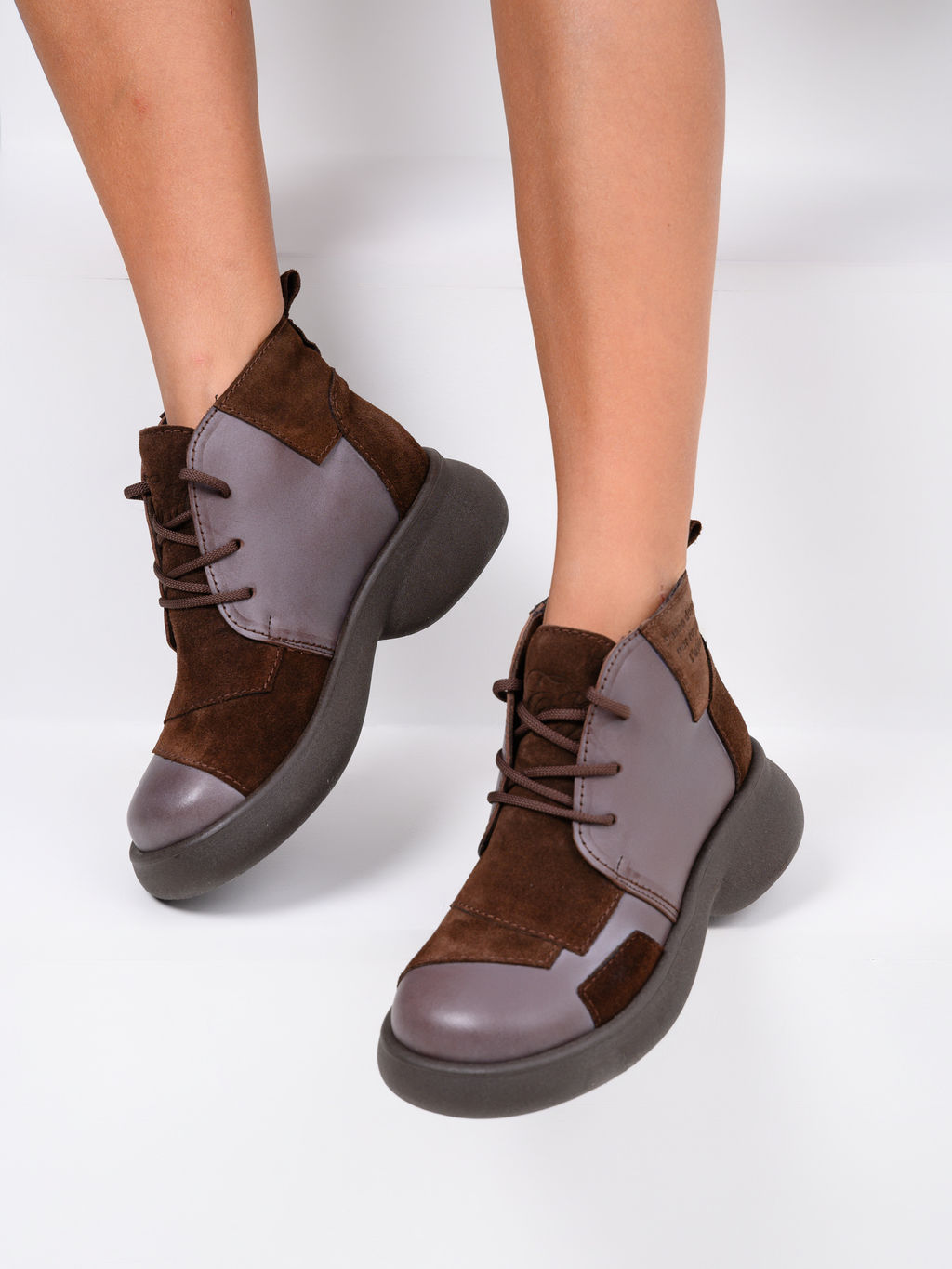 Ботинки EDART 305.927br. Вакса коричневая+корич замша/шерсть фото 2