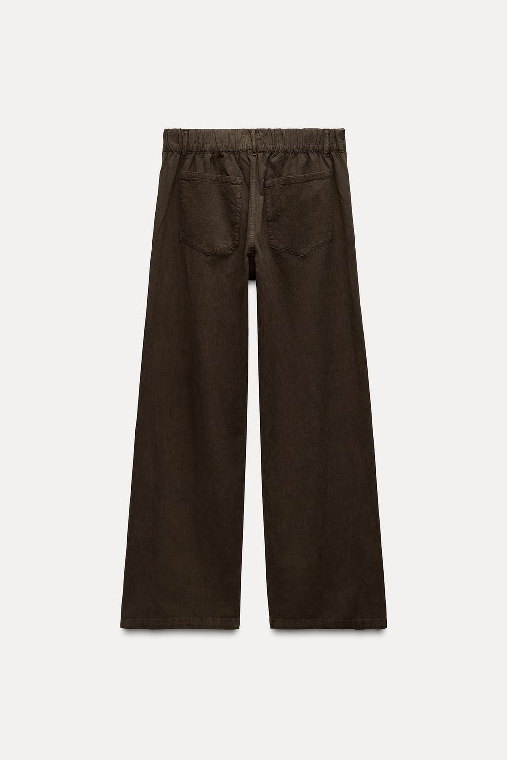 FLOWING DENIM-EFFECT TROUSERS - Zara фото 5