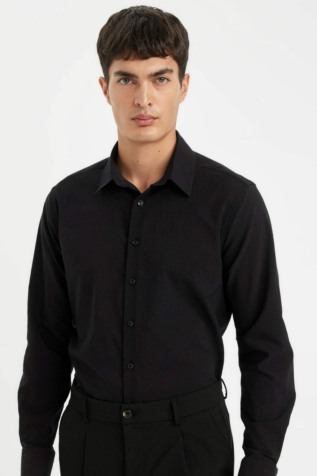 Modern Kesim Krink?l Kumas Gofre Desenli Uzun Kollu Gomlek - Defacto фото 2