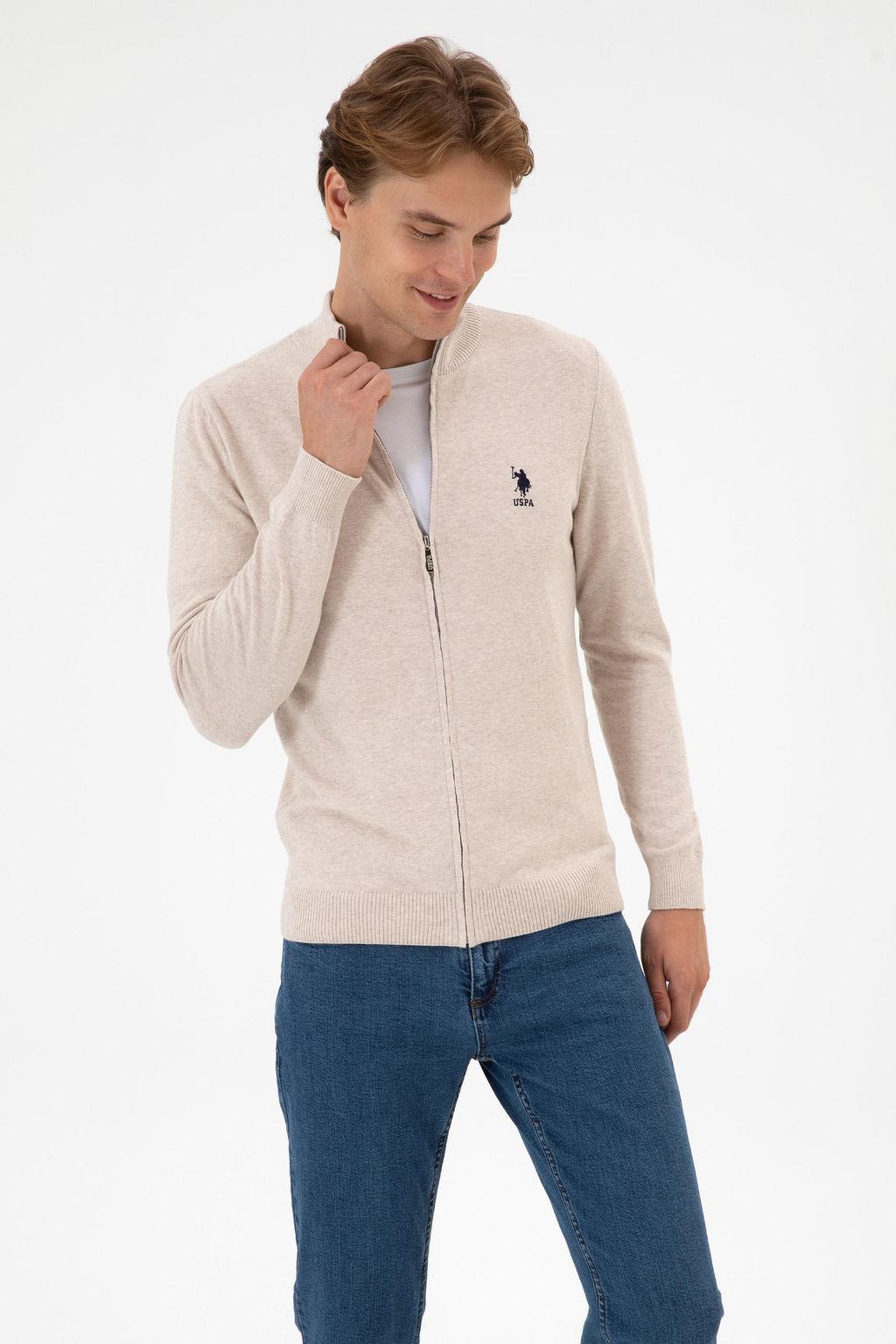 Erkek Slim Fit Ta_ Melanj Triko H_rka - U.s. polo assn фото 3