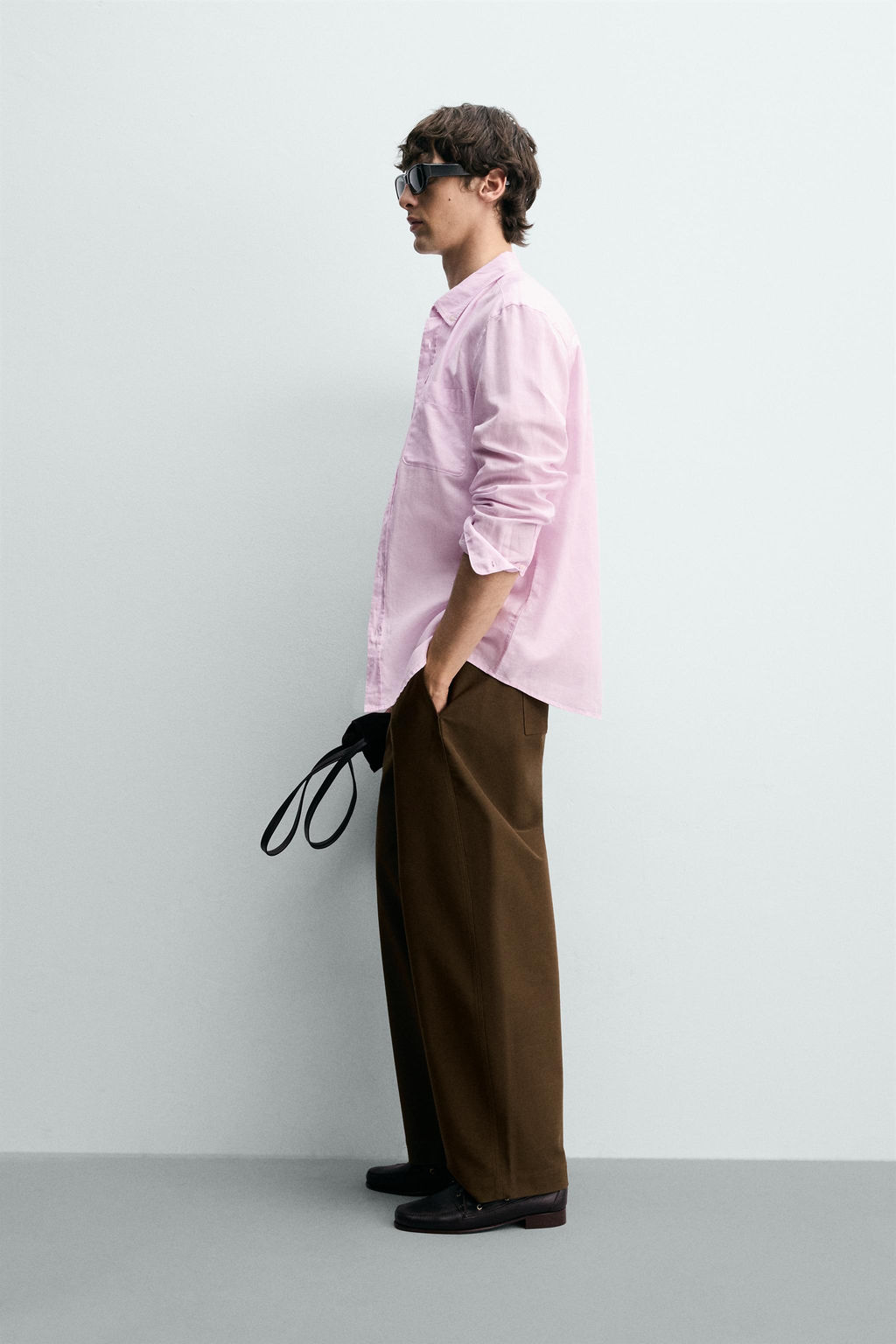 Рубашка Camisa Regular Fit Lino Algodon розовая из льна