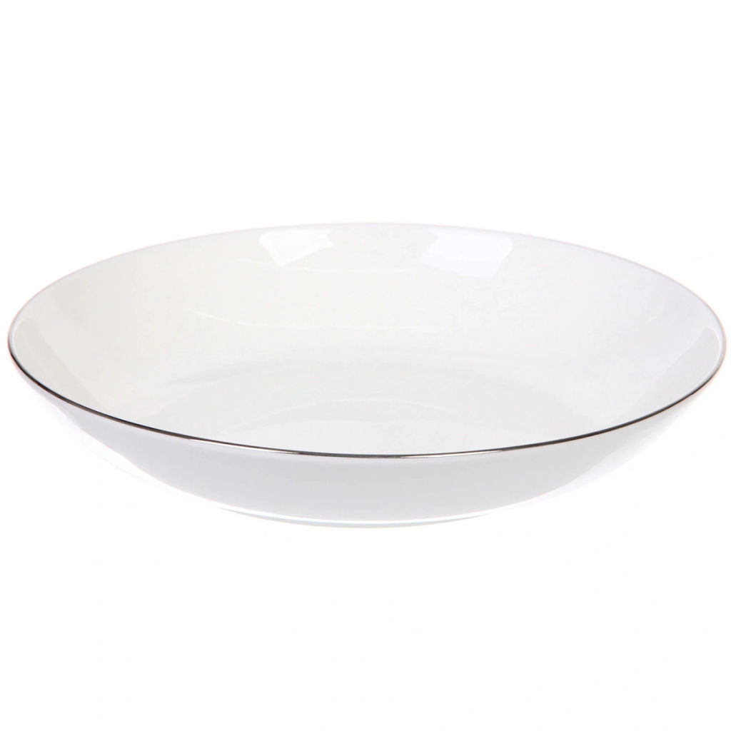 Тарелка фарфоровая "White magic Silver" 20см глубокая