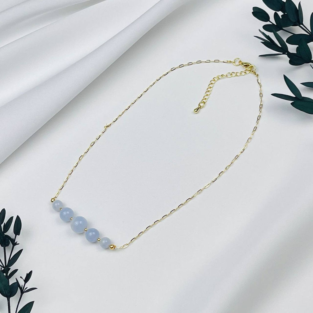 Колье на цепочке с Голубым агатом 42 см +