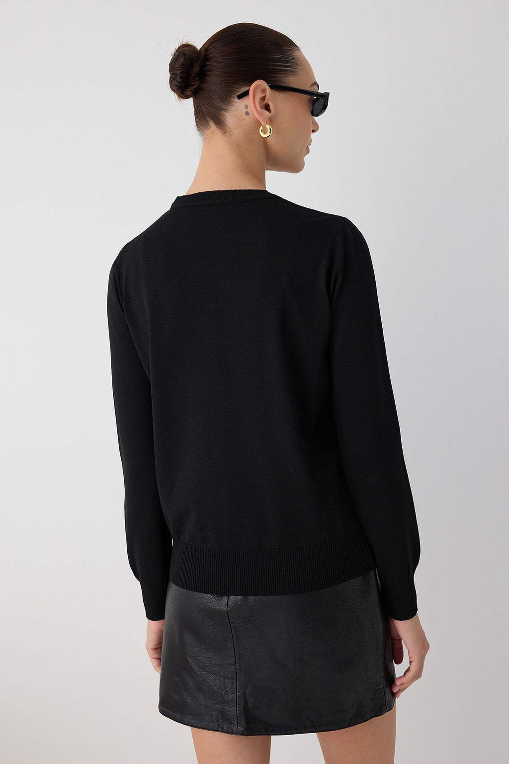 Wardrobe Essentials Siyah Merserize Gorunumlu Ince Basic Triko Kazak | TWOAW26KZ00081