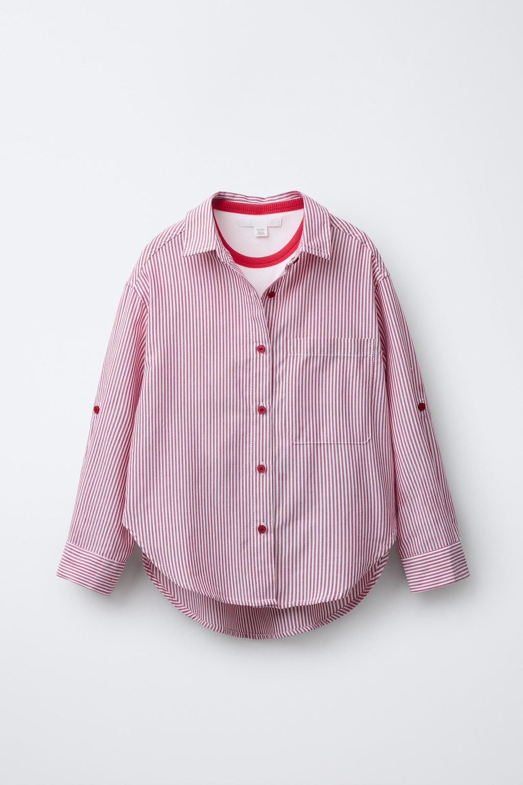 PACK CAMISA RAYAS CON CAMISETA RIB CUELLO CONTRASTE / Rojo