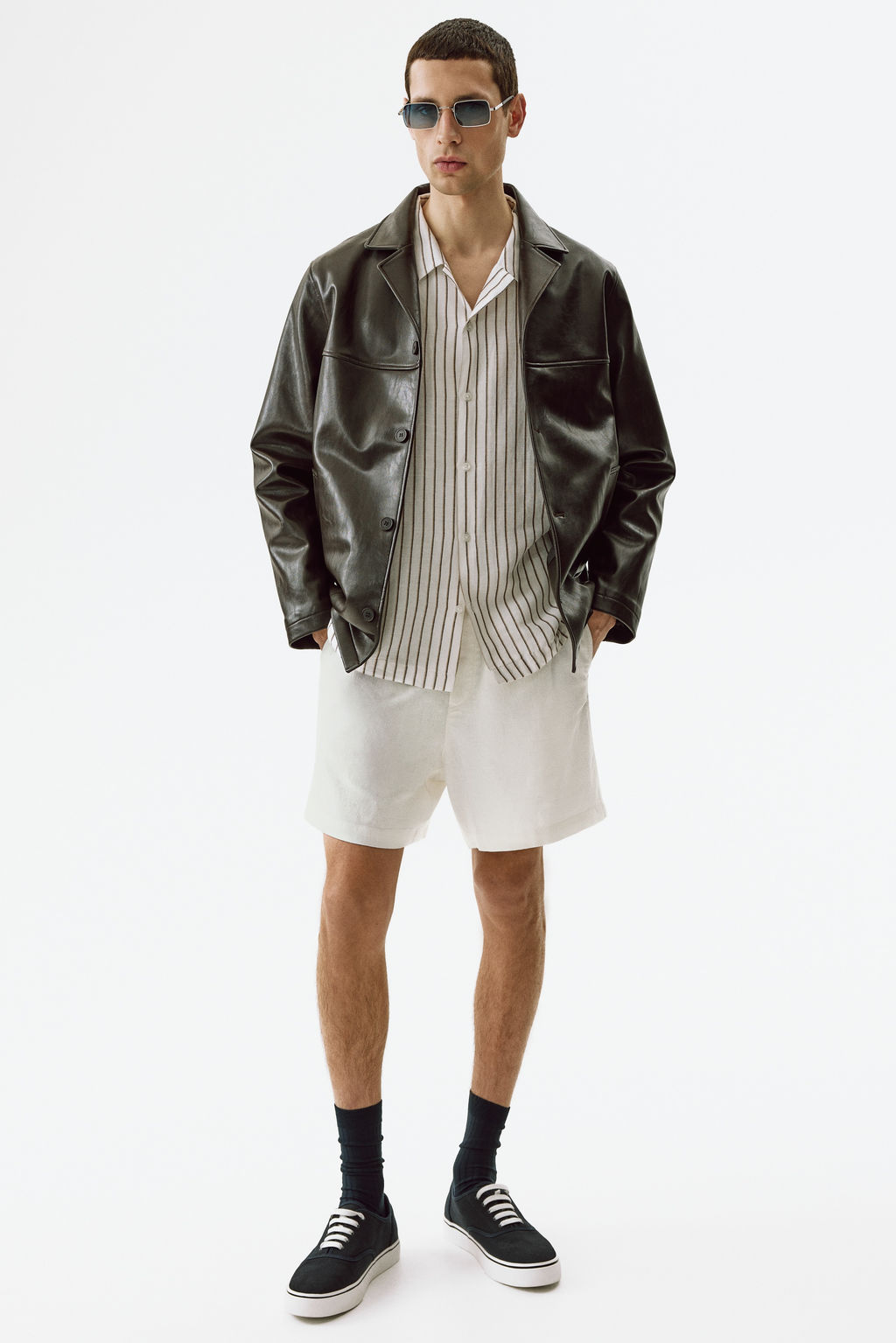 Pantal?n corto en mezcla de lino Relaxed Fit - H&m фото 8