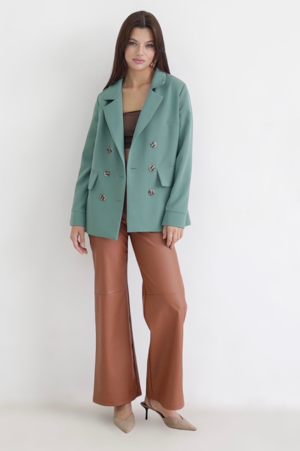 10559 Жакет двубортный фисташка - Martichelli фото 15