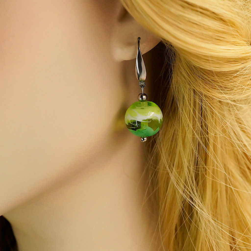 Серьги из муранского стекла LS3345/зеленый