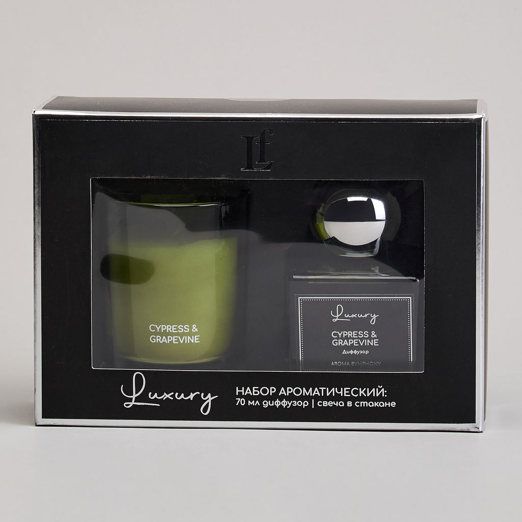 НАБОР АРОМАТИЧЕСКИЙ LUXURY СВЕЧА В СТАКАНЕ 6*7,5 СМ И ДИФФУЗОР 70 МЛ CYPRESS&GRAPEVINE - Lefard фото 2