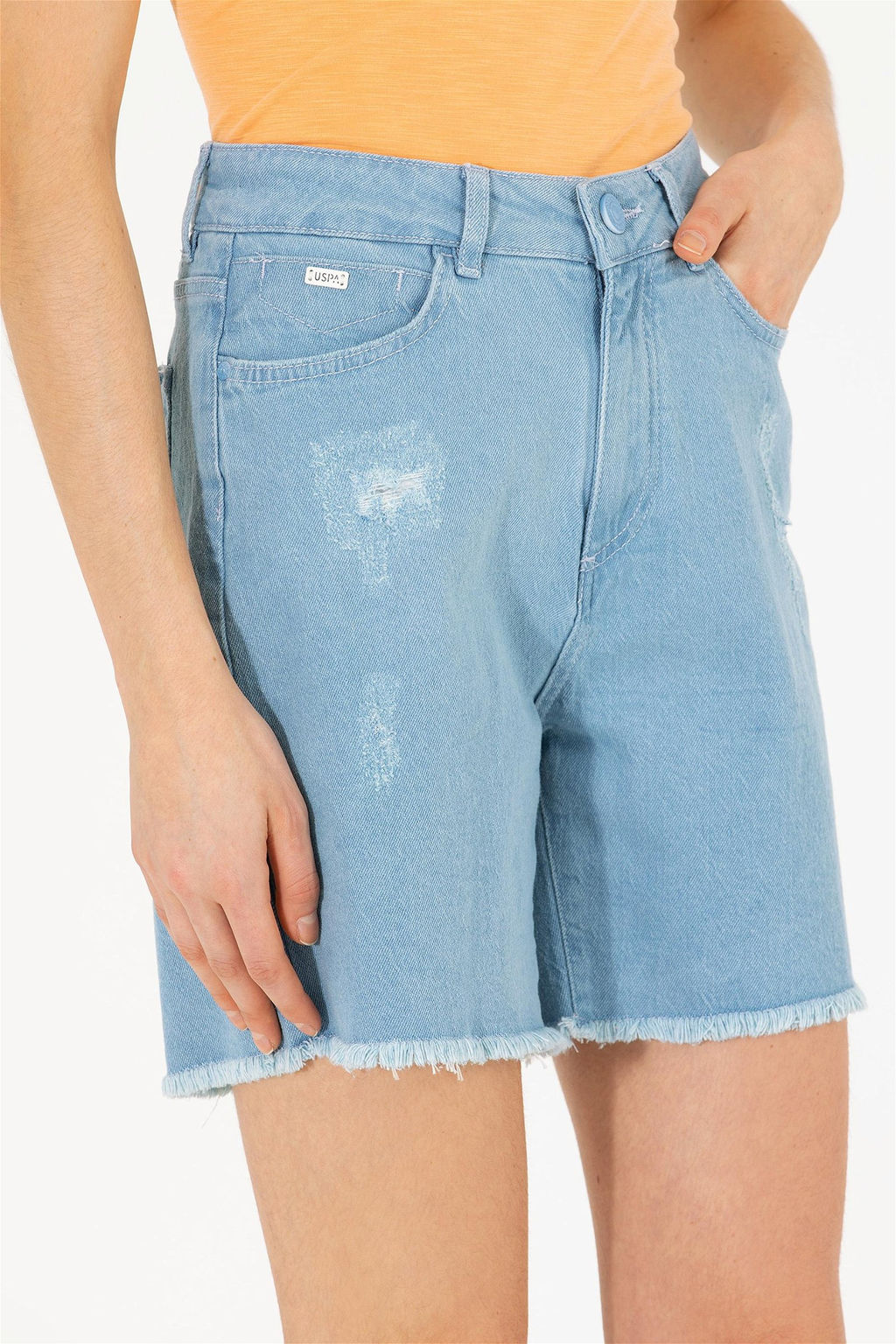 Женские голубые джинсовые шорты Неожиданная скидка в корзине - U.s. polo assn фото 6