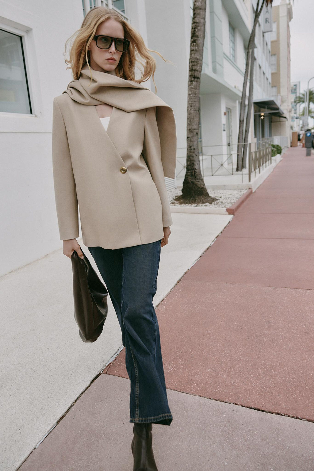 BLAZER WITH DRAPED NECK - Zara фото 10