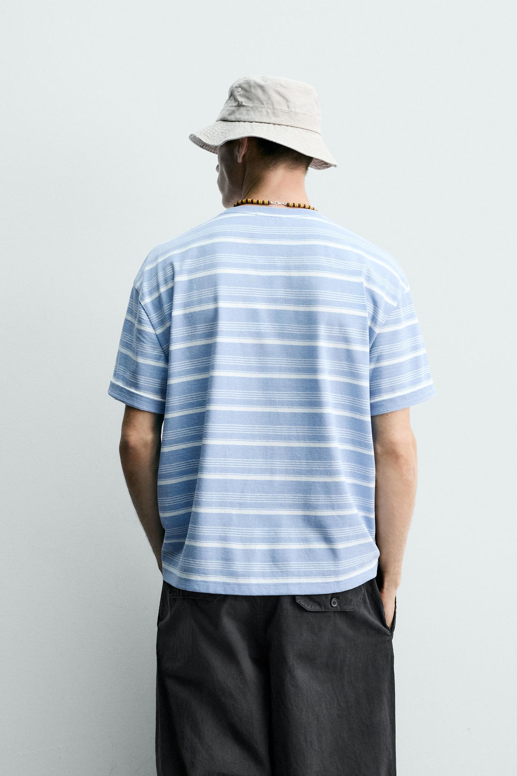 CAMISETA LAVADA RAYAS / Azul claro - Zara фото 3