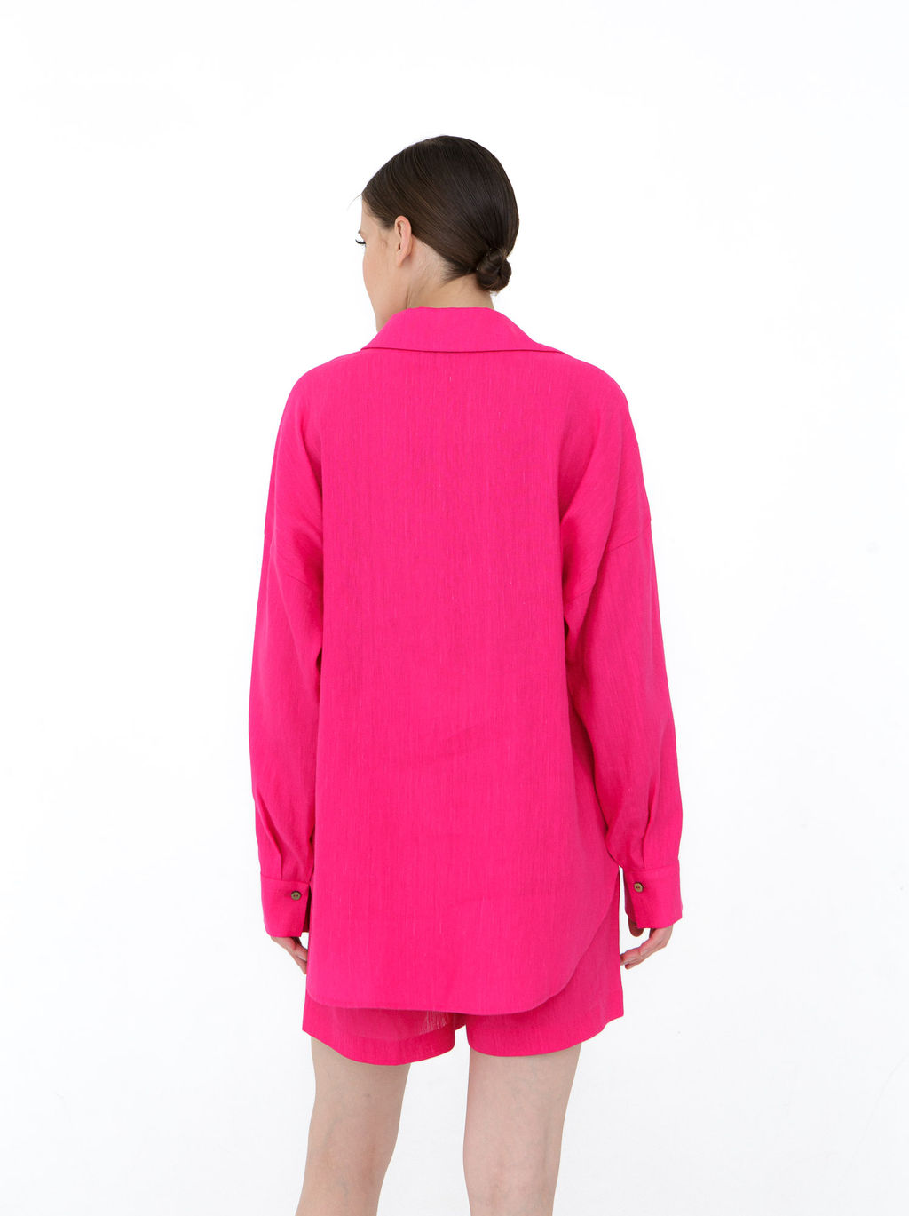 Костюм льняной с шортами 7729 фуксия