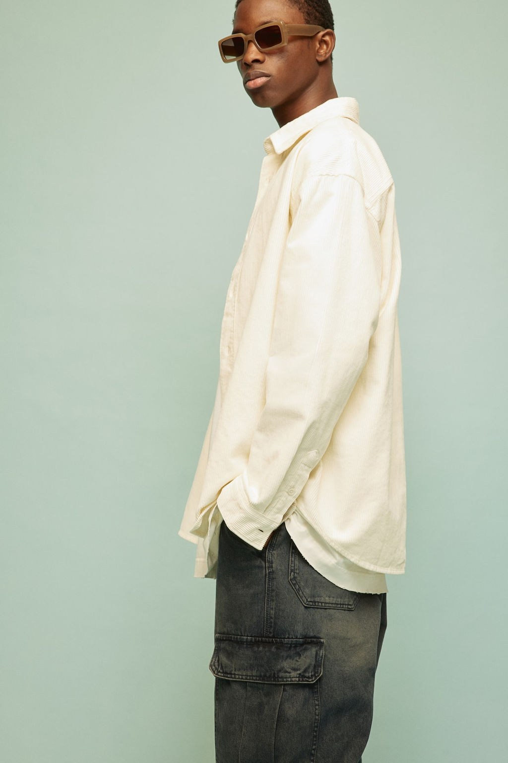 Camisa de pana Loose Fit - H&m фото 5