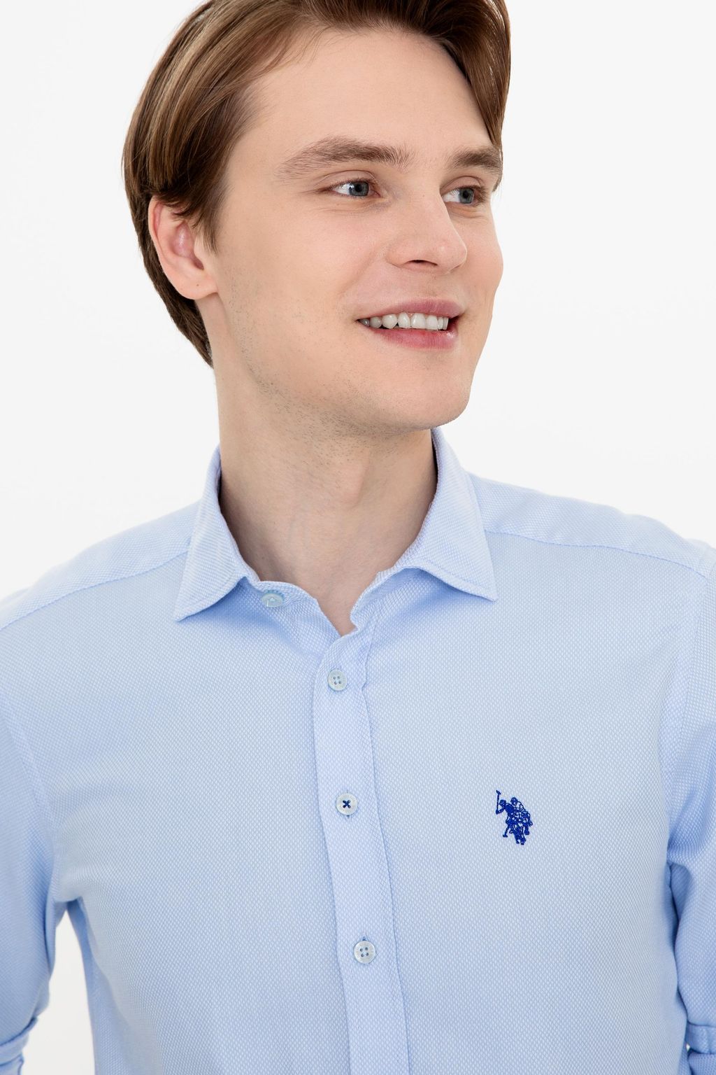 U. S. Polo Assn Мужская голубая рубашка с длинным рукавом - U.s. polo assn фото 3