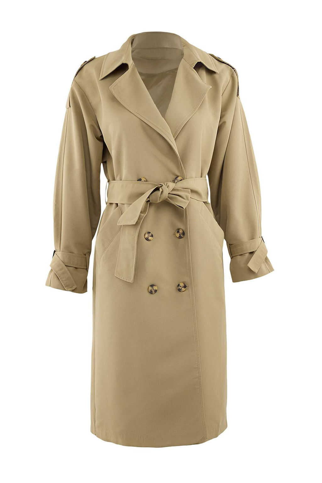 Trendyolmilla Haki Kemerli Ruzgarl?k Detayl? Su Itici Uzun Trenckot TWOSS21TR0005  фото 31