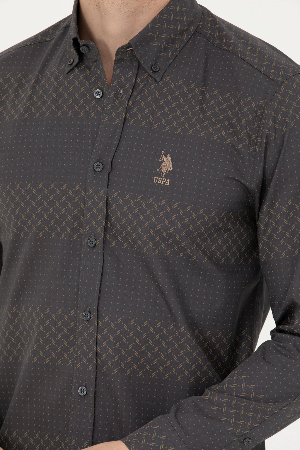 Мужская рубашка антрацитового цвета с длинным рукавом Неожиданная скидка в корзине - U.s. polo assn фото 7