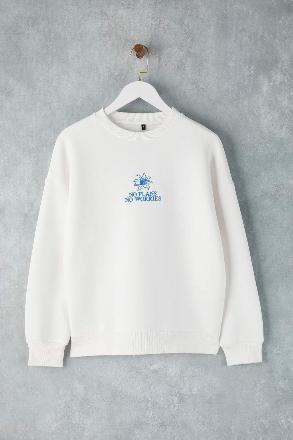 Teen Ekru Kal?n Ici Polarl? Cicek Nak?sl? Bisiklet Yaka Oversize Orme Sweatshirt TWOAW26SW00154 - Trendyolmilla фото 5