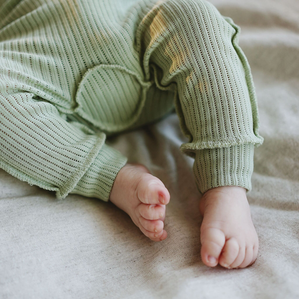 Легинсы Шалфей из хлопка в рубчик 0+ - Bungly фото 2